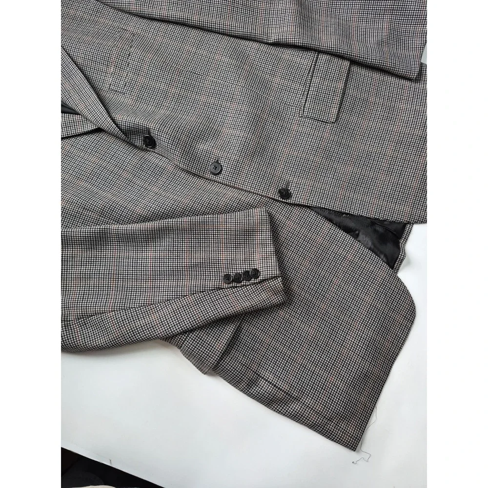 Joseph Abboud Men's 42L Three Button Wool Sports Coat Gray Multi Check